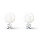 swarovski treasure pearl pierced earrings white rhodium plated