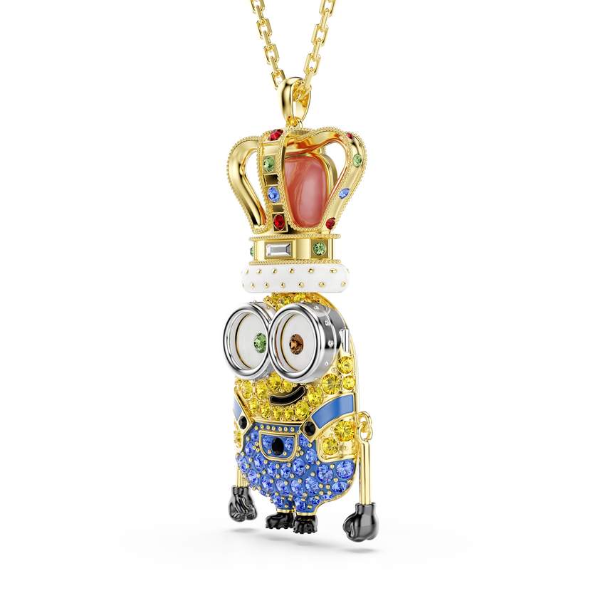 swarovski minions king bob pendant  pav   multicolored  gold tone plated