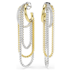 swarovski hyperbola earrings  layered  round cut  white  mixed metal finish