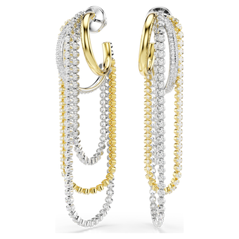 swarovski hyperbola earrings  layered  round cut  white  mixed metal finish