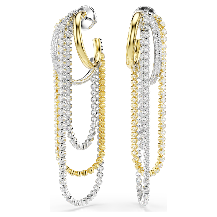 swarovski hyperbola earrings  layered  round cut  white  mixed metal finish