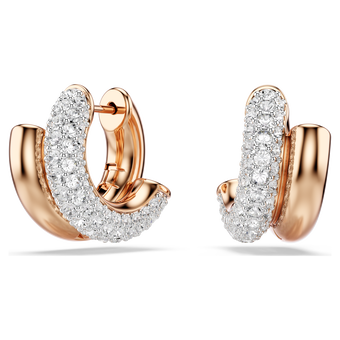 swarovski dextera hoop earrings  round cut  mini  white  rose gold tone plated
