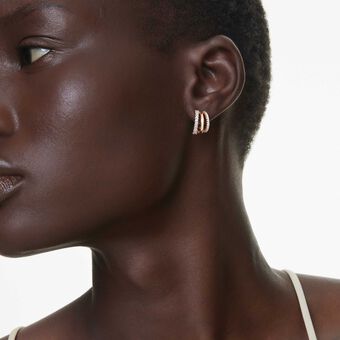 swarovski hyperbola hoop earrings  mixed cuts  mini  white  rose gold tone plated