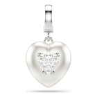 swarovski idyllia charm  mixed cuts  pearl colored coating  heart  white  rhodium plated