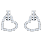 Lovely Pierced Earrings, White, Rhodium plating