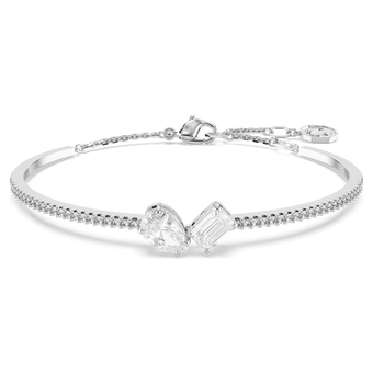 swarovski mesmera bangle  mixed cuts  white  rhodium plated