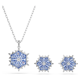 swarovski magic set  snowflake  blue  rhodium plated