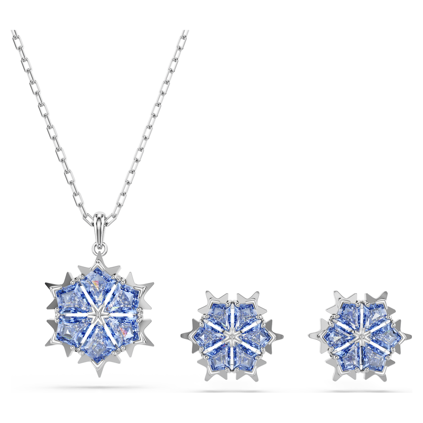 swarovski magic set  snowflake  blue  rhodium plated