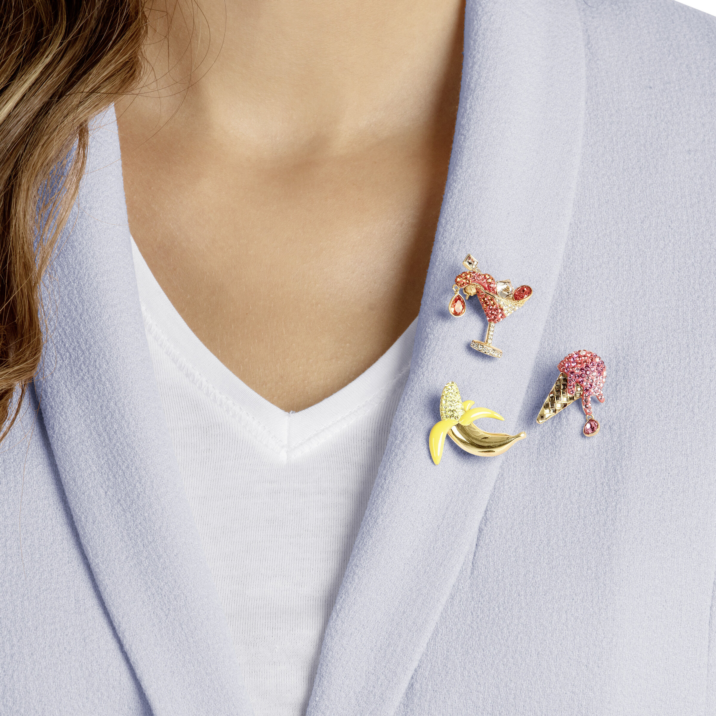 Buy Swarovski No Regrets Brooch Set Multi colored Gold plating