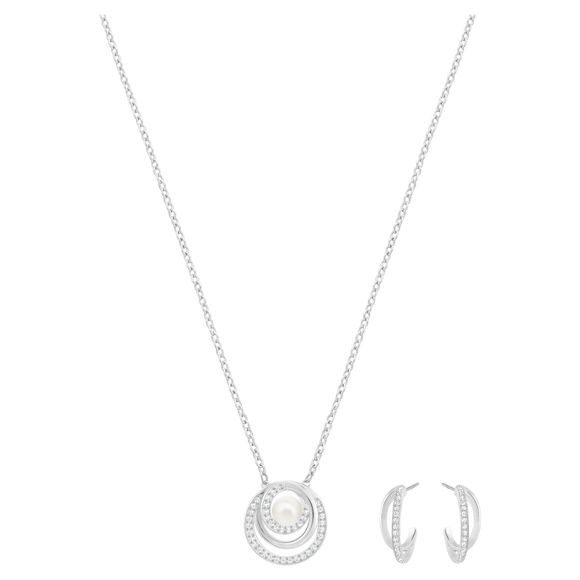 swarovski free set  white  rhodium plated