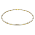 Tennis Deluxe necklace, Round cut, White, Gold-tone plated