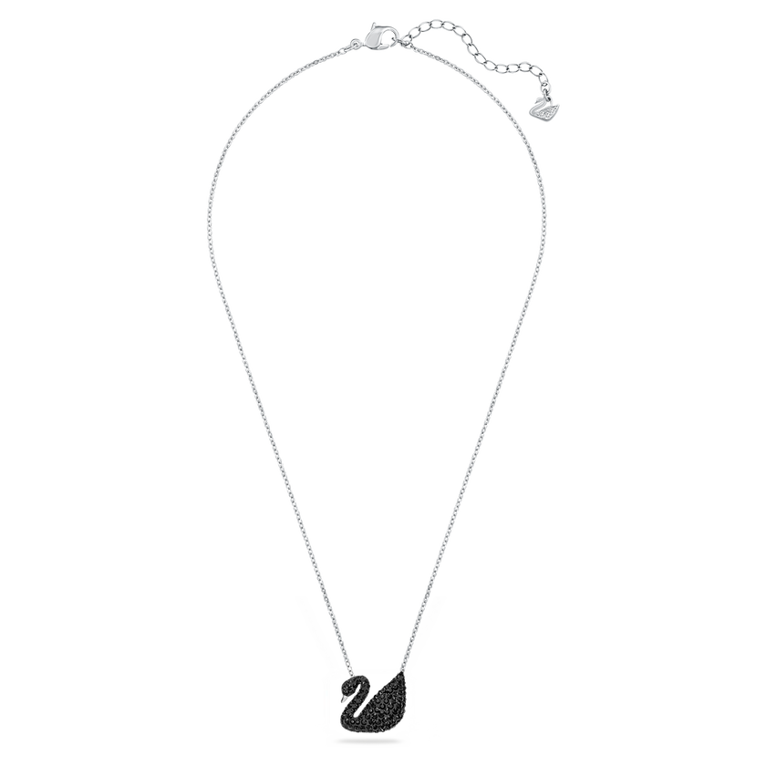swarovski iconic swan pendant  black  rhodium plated