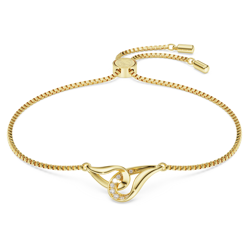 swarovski classica bracelet  round cut  interlocking  white  sterling silver  18k gold finish