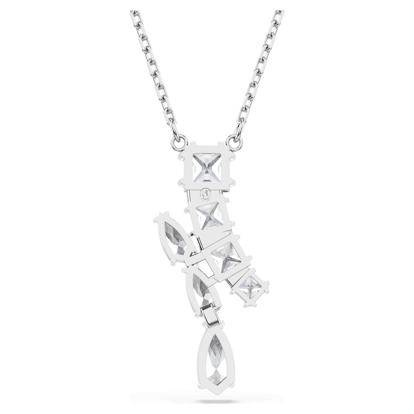 swarovski matrix pendant  mixed cuts  white  rhodium plated