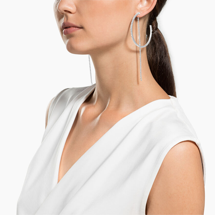 Fit hoop earrings, White, Stainless steel