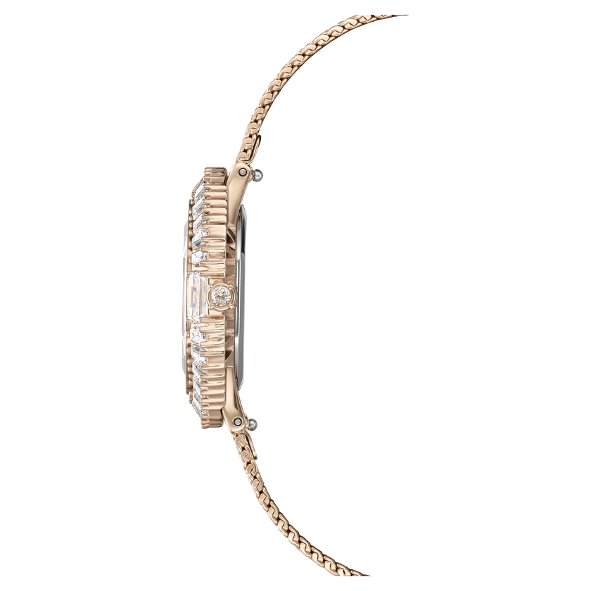 swarovski matrix octagon watch  metal bracelet  gold tone  champagne gold tone finish