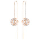 Hollow Chain Pierced Earrings, White, Rose Gold Plated