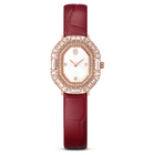 swarovski matrix octagon watch  leather strap  rose gold tone  rose gold tone finish