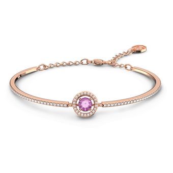 swarovski sparkling dance bangle  round cut  purple  rose gold tone plated