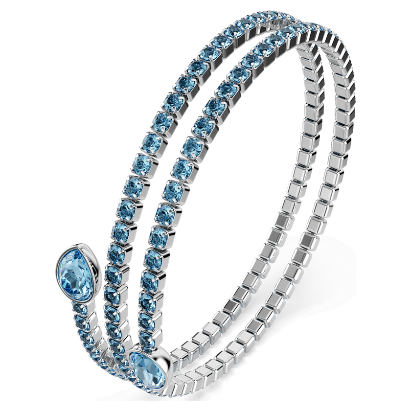 swarovski twisty cuff  mixed cuts  blue  rhodium plated