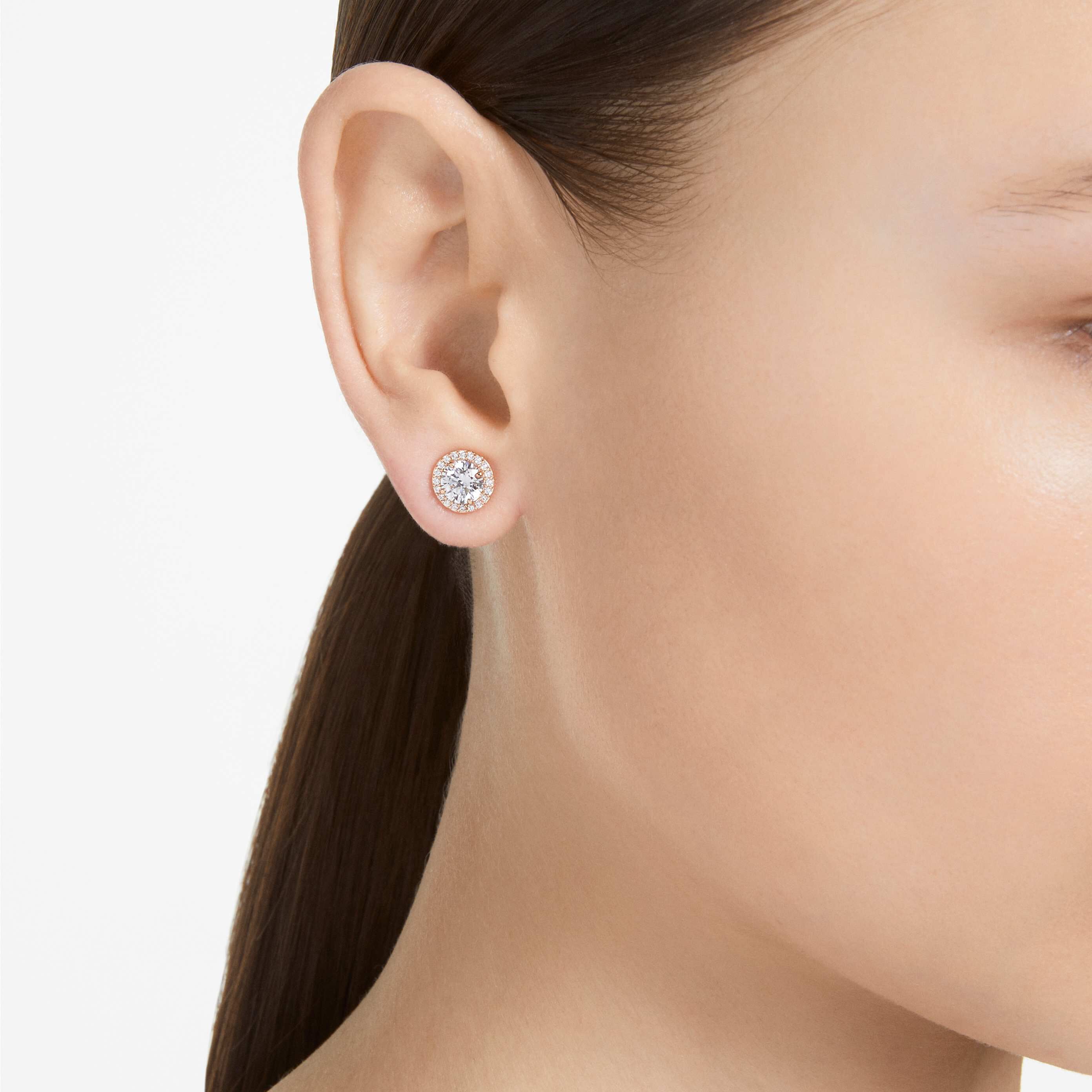 Buy Swarovski Una Angelic stud earrings, Round cut, Pavé