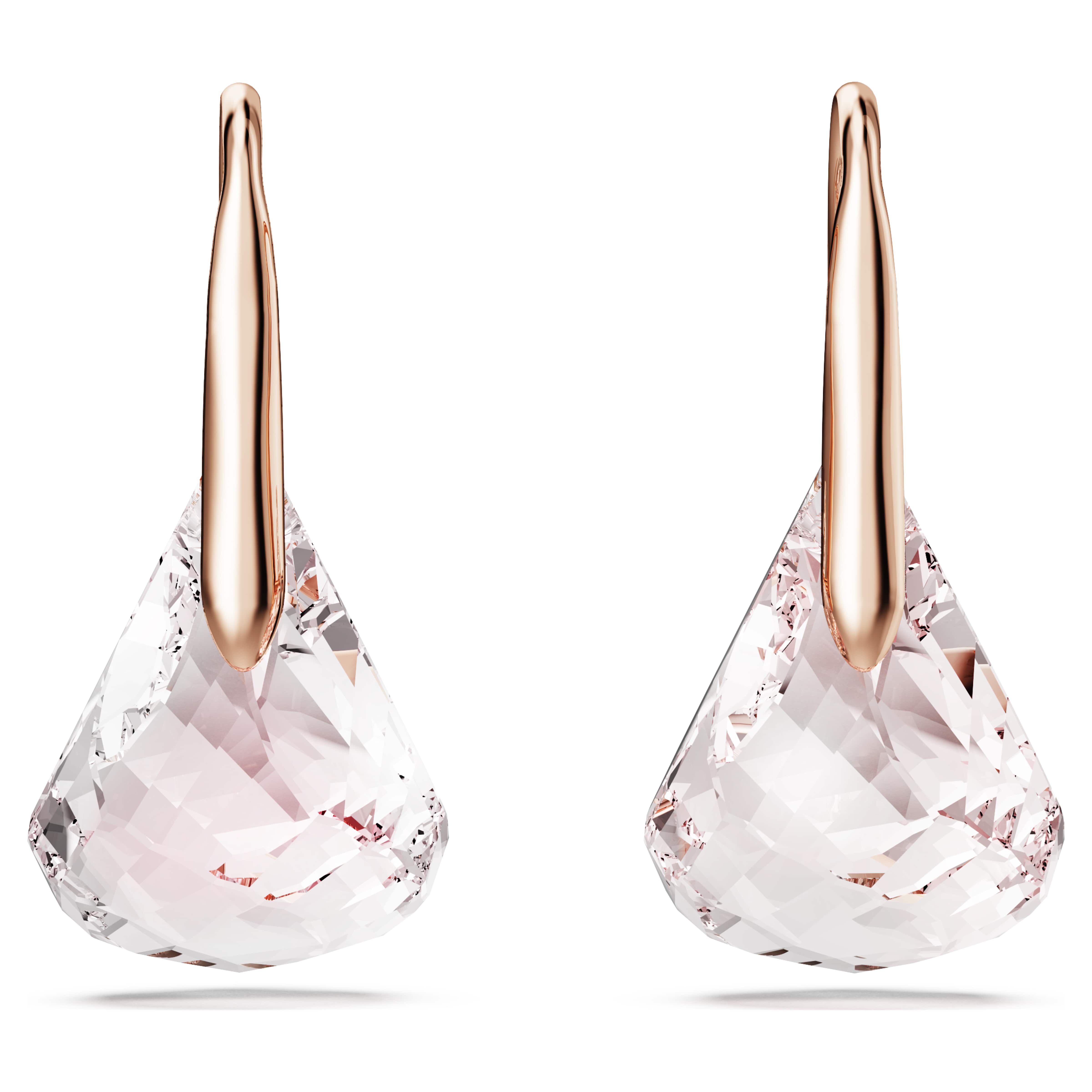 swarovski lunar drop earrings  pink  rose gold tone plated