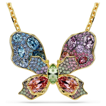 swarovski idyllia pendant and brooch mixed cuts pav butterfly multicolored mixed metal finish
