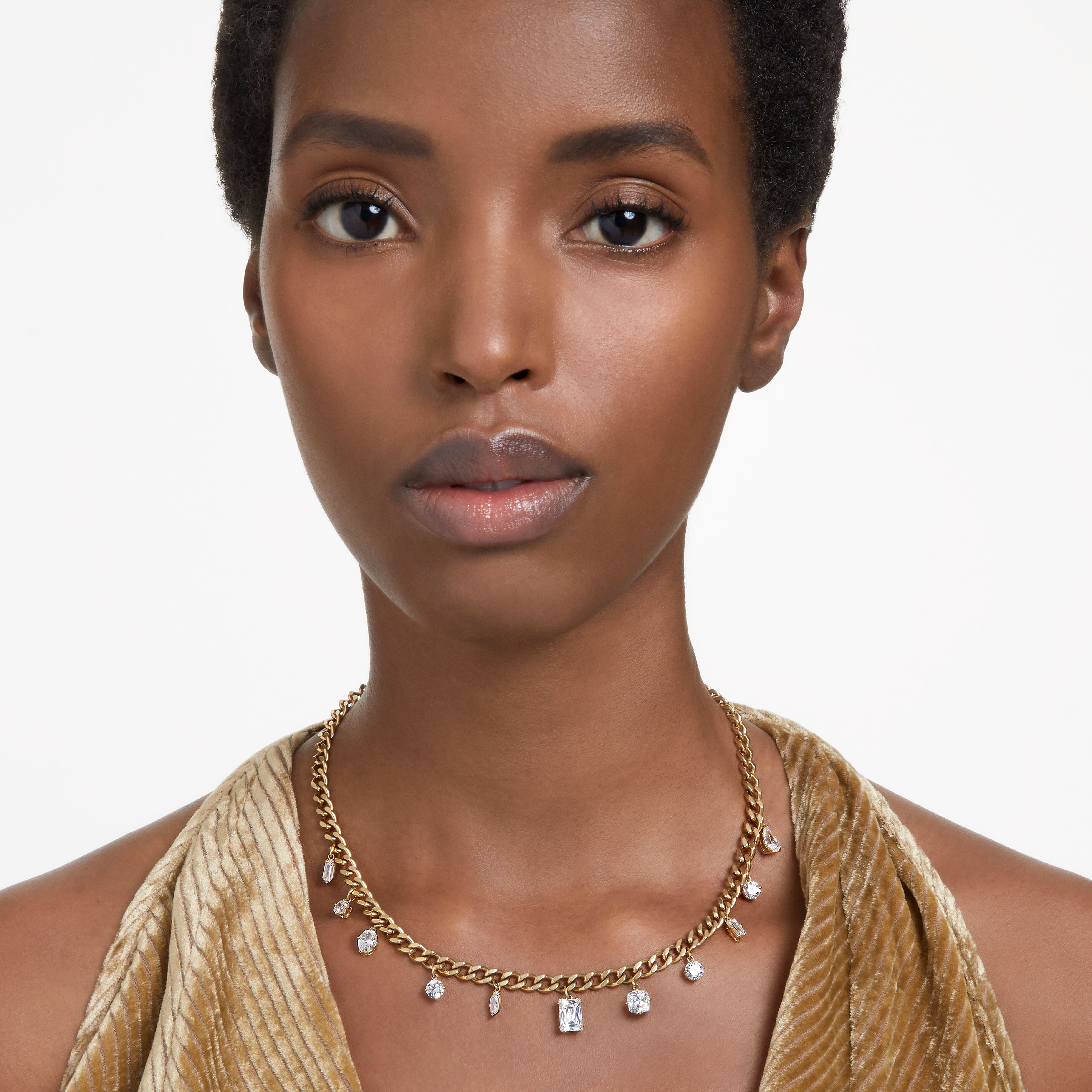 Dextera necklace Mixed cuts White Gold tone plated