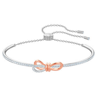 swarovski lifelong bow bangle bow white mixed metal finish