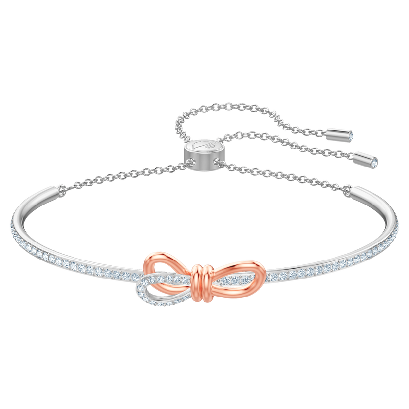 swarovski lifelong bow bangle  bow  white  mixed metal finish