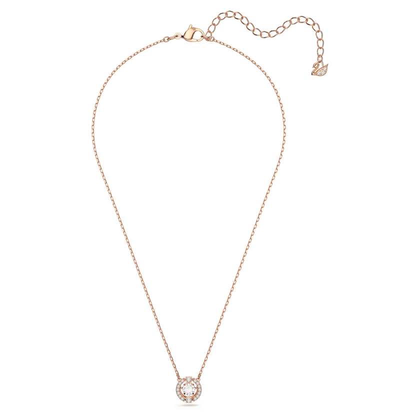 swarovski una necklace  round cut  white  rose gold tone plated