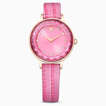Octea Nova watch, Swiss Made, Leather strap, Pink, Rose gold-tone finish