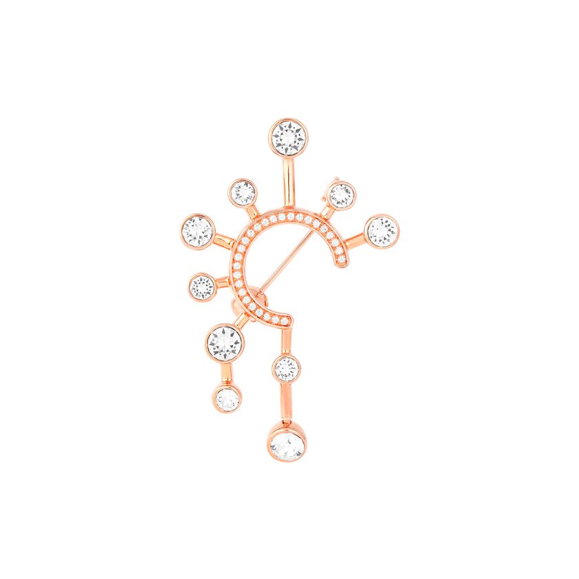 Theater Brooch, White, Rose-gold tone plated