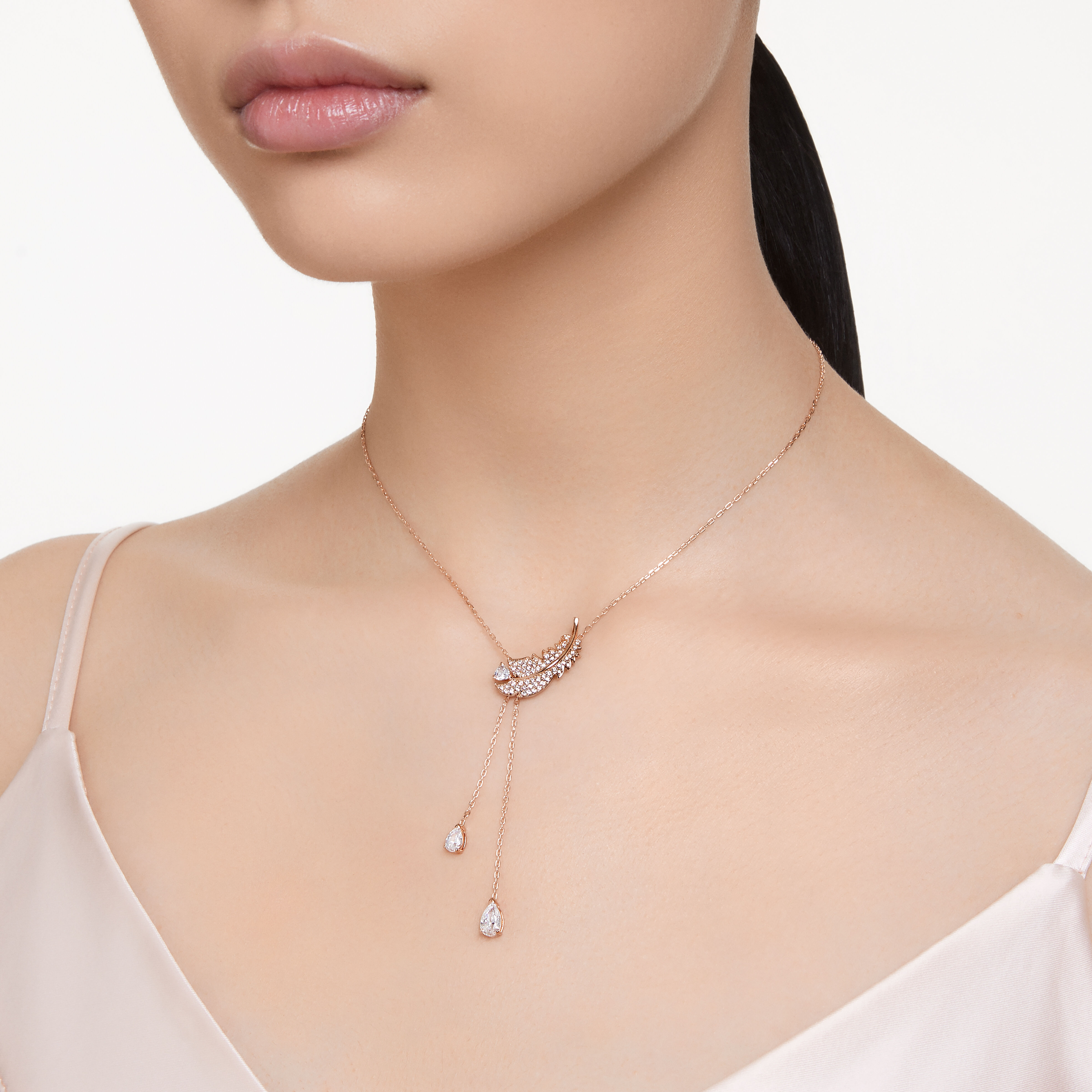 Swarovski feather top necklace