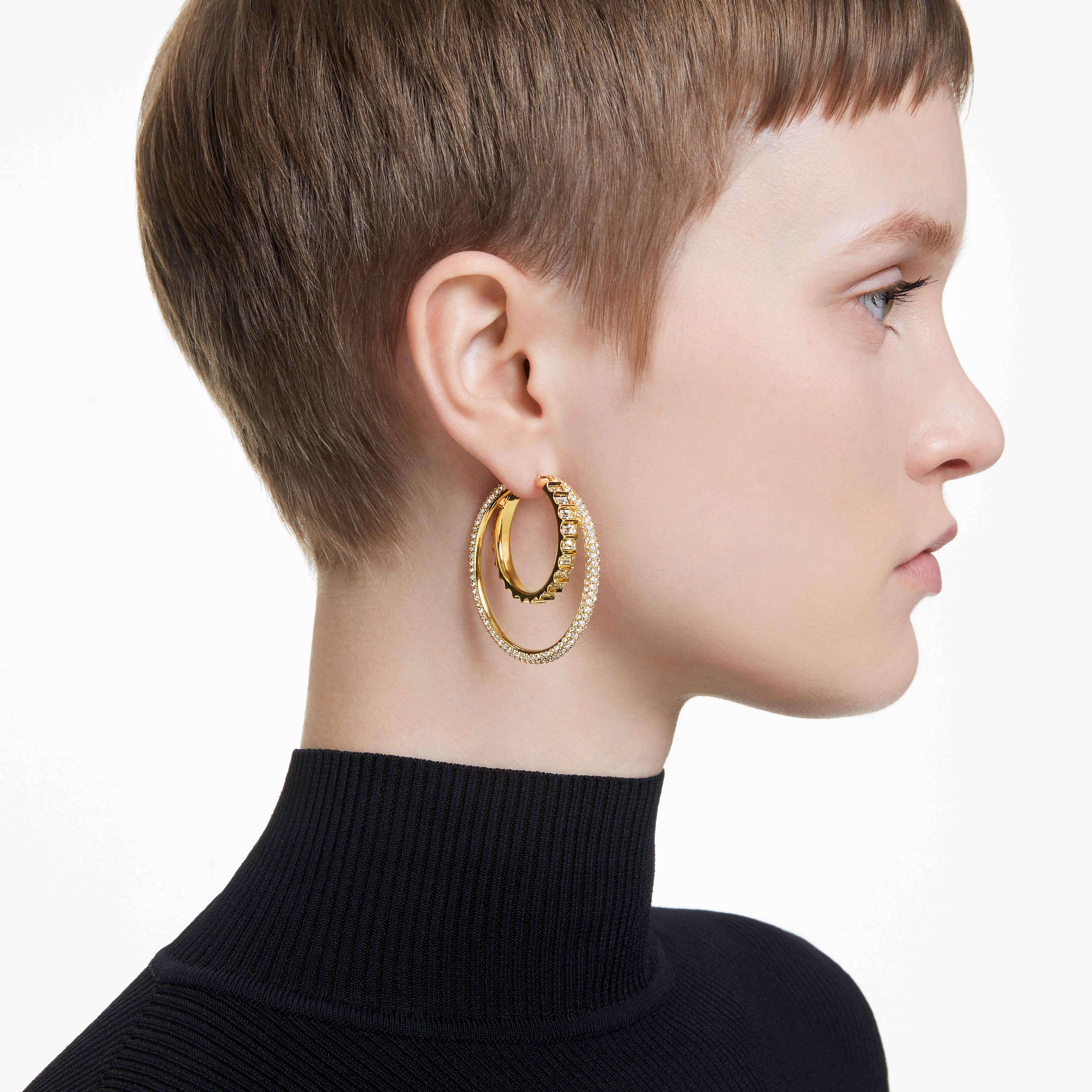 Swarovski gold hoop earrings outlet