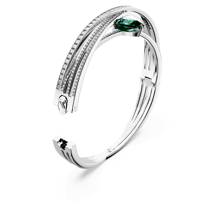 swarovski hyperbola bangle  carbon neutral zirconia  green  rhodium plated