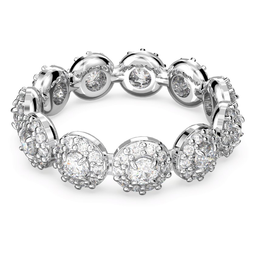 swarovski una ring  round cut  pav   white  rhodium plated