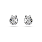 swarovski bella stud earrings  round cut  pav   white  rhodium plated