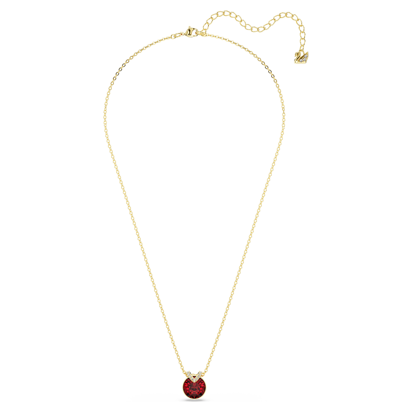 swarovski bella v pendant  round cut  red  gold tone plated