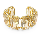 Harmonia cuff, Oversized floating crystals, Yellow, Gold-tone plated