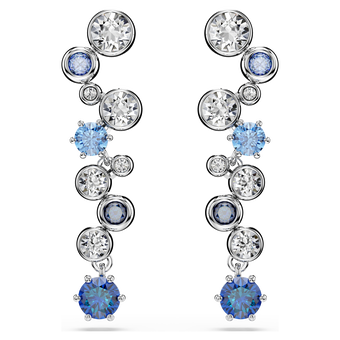 swarovski constella drop earrings  mixed cuts  blue  rhodium plated