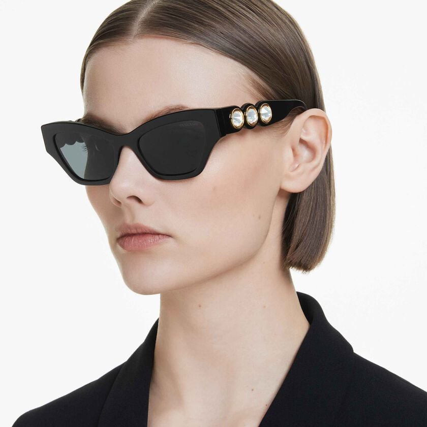 swarovski sunglasses  cat eye shape  black