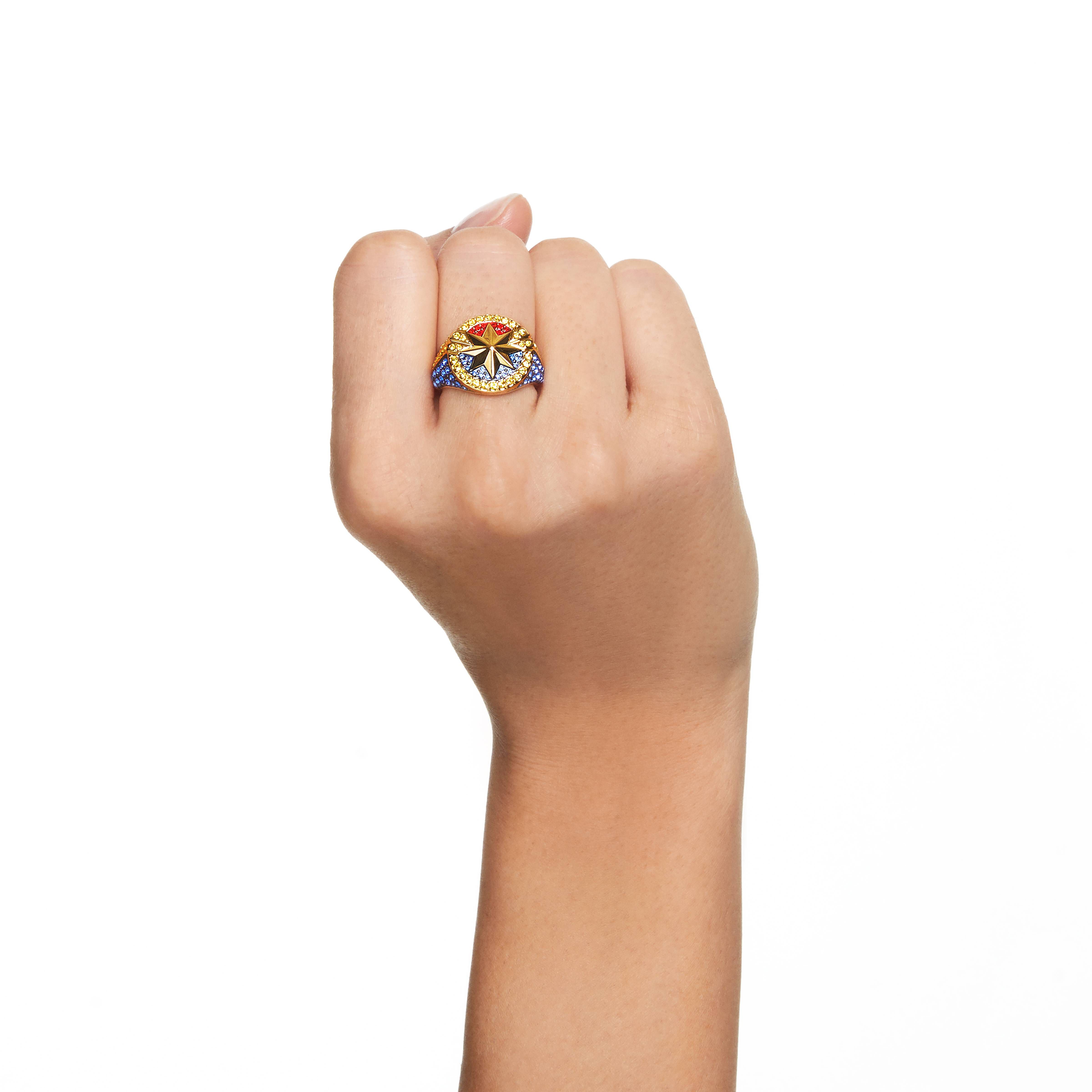 swarovski captain marvel ring  multicolored  gold tone plated