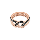 Lane Motif Ring, Black, Rose Gold Plating