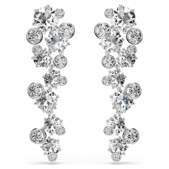 swarovski constella drop earrings mixed cuts white rhodium plated