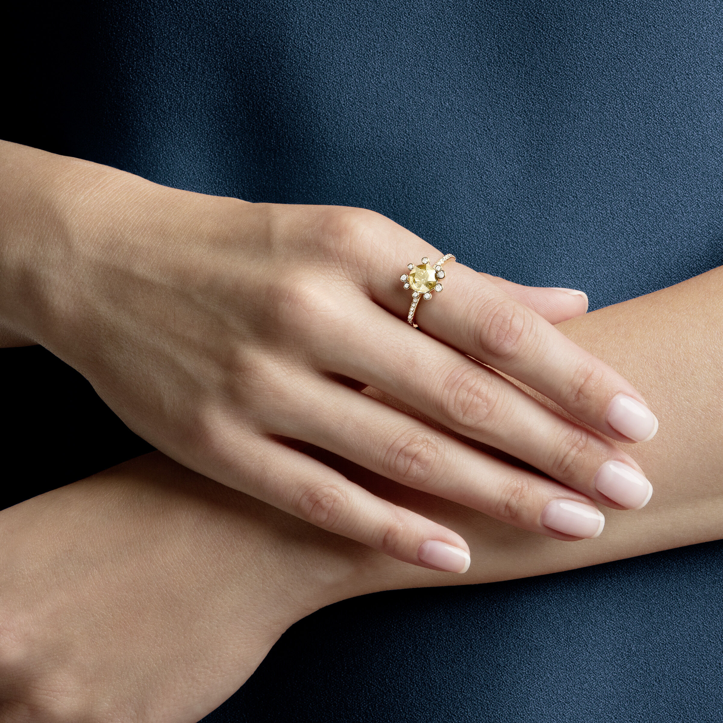 Buy Swarovski Olive Ring Multi colored Gold plating