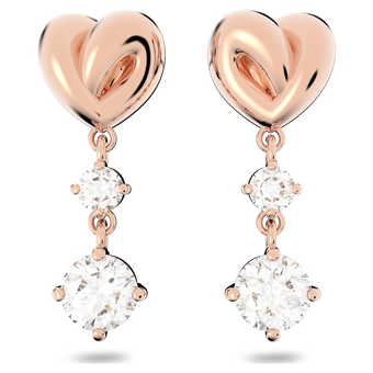 swarovski lifelong heart drop earrings  heart  white  rose gold tone plated
