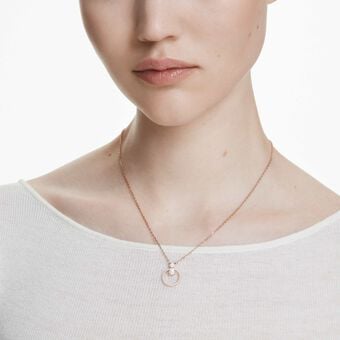 swarovski constella pendant  pav   round cut  white  18k rose gold finish