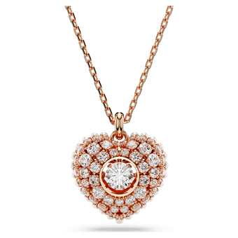 swarovski idyllia pendant crystal pearl heart white rose gold tone plated