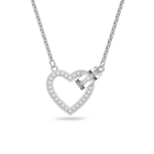 Lovely necklace, Heart, White, Rhodium plated